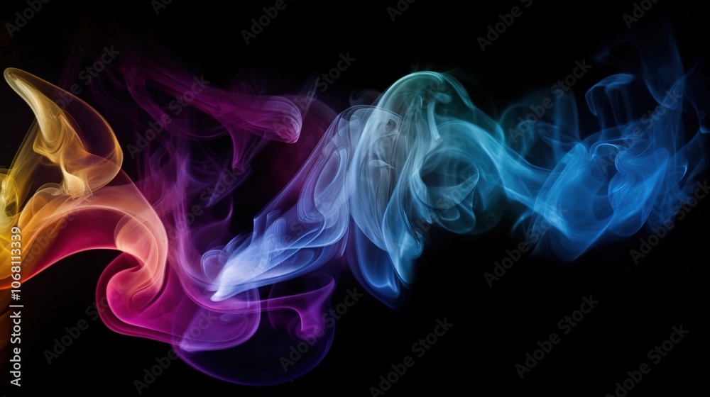 Obraz premium Colorful Smoke Swirls on Black Background