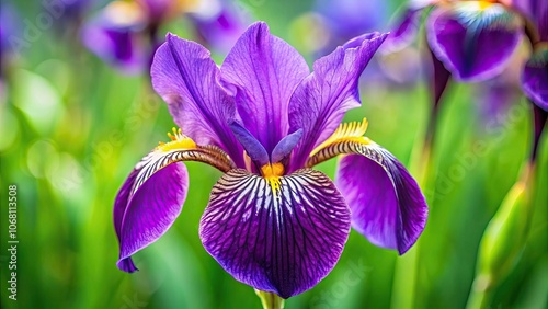 Close-up photo of a stunning purple Iris Pauline alpine flower, purple, Iris Pauline, alpine, flower, nature, close-up