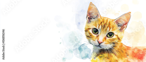 Cymric Watercolor Illustration: A12 Simple and Charming Image of a Cat photo