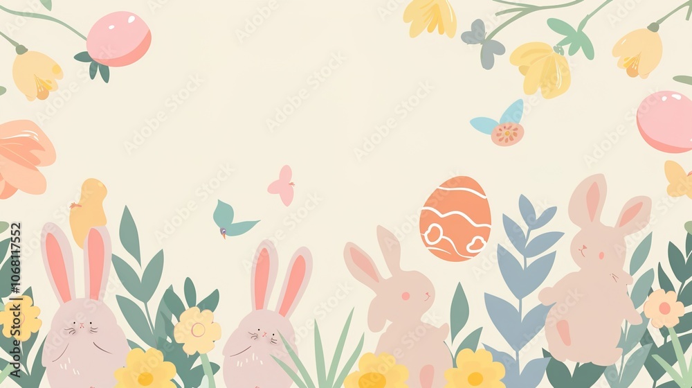 Easter border background offers a charming and festive look. A delightful display of springtime celebration