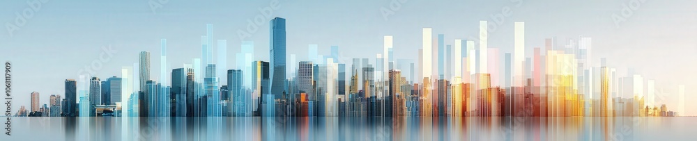 Urban skyline and price trend overlay, symbolizing real estate growth Urban skyline and price trend overlay, symbolizing real estate growth