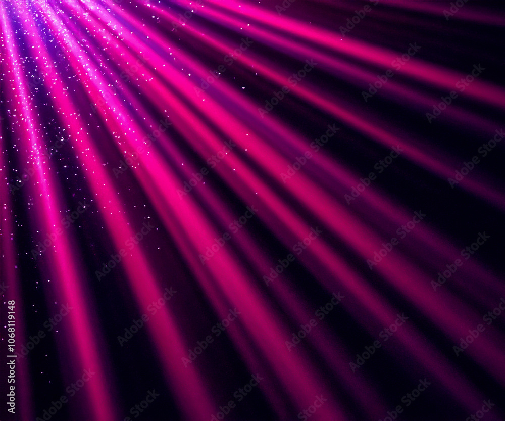 Obraz premium Purple rays and pink light beame with glitter light