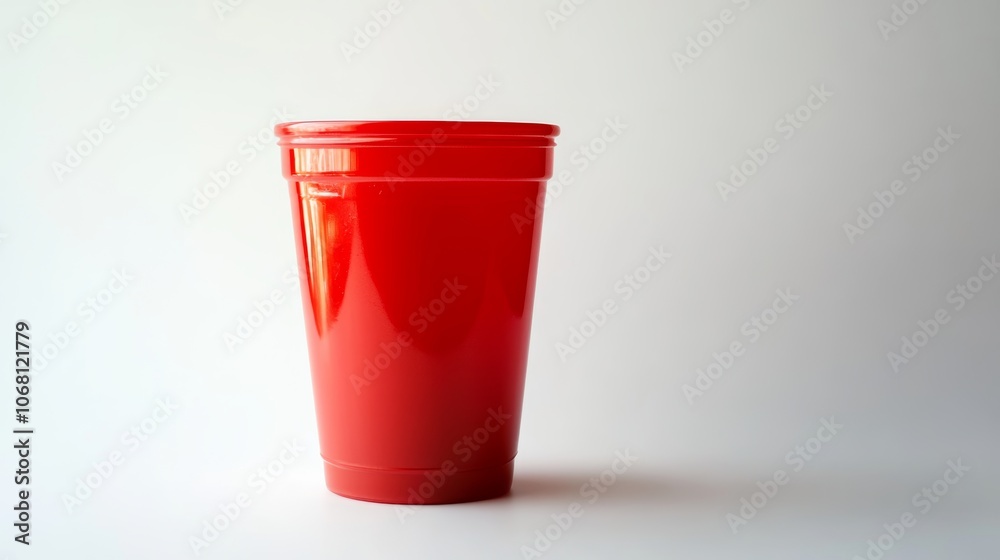 Red plastic cup isolated in a white background Red plastic cup isolated in a white background