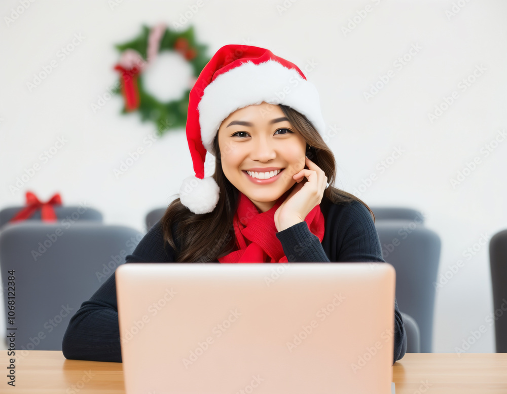 christmas woman with laptop christmas woman with laptop
