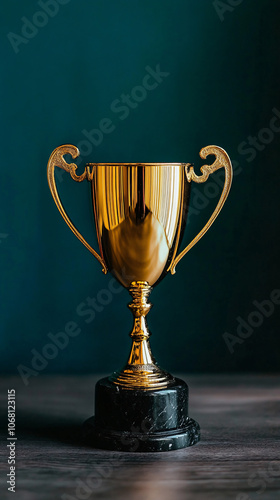 Front view of gold cup trophy isolated 