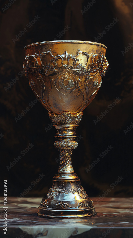 Front view of gold cup trophy isolated
Front view of gold cup trophy isolated
