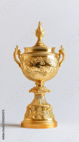 Front view of gold cup trophy isolated 