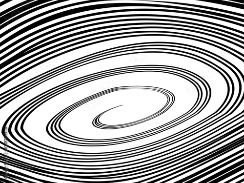 Black and white abstract ellipse background. Hypnosis pattern.