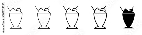 milk shake icon Simple outline illustration