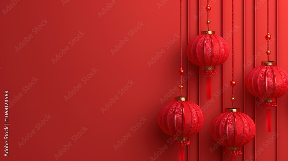 Red New Year border background creates a festive and vibrant atmosphere. A charming display of celebration and color Red New Year border background creates a festive and vibrant atmosphere. A charming display of celebration and color