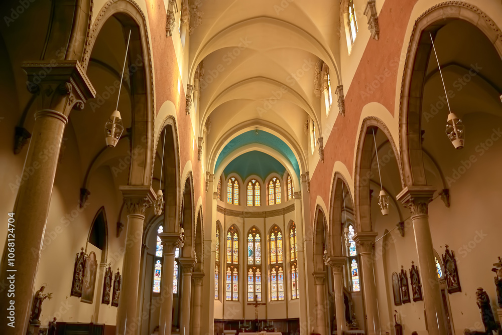 Interior Arches of Capuchin Church of Our Lady of Lourdes in Rijeka, Croatia Interior Arches of Capuchin Church of Our Lady of Lourdes in Rijeka, Croatia