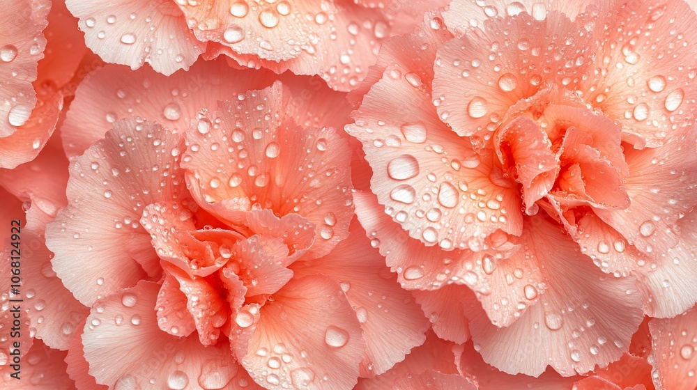 Close-up of delicate pink flower petals covered in water droplets. Close-up of delicate pink flower petals covered in water droplets.
