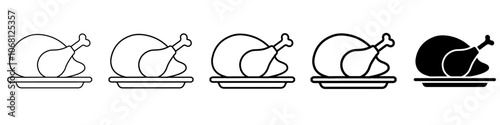 roasted turkey icon Simple outline illustration photo