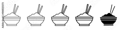 rice bowl icon Simple outline illustration