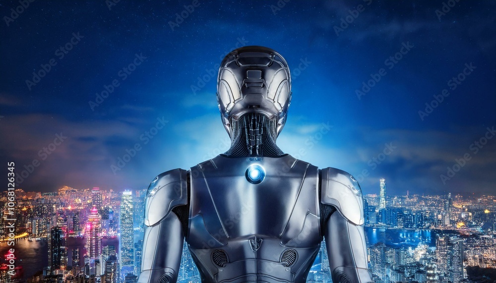 Fototapeta premium Learn about the benefits and challenges of human-robot collaboration. 