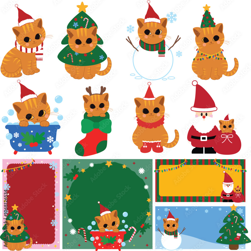 Fototapeta premium Orange Cute Cat Christmas