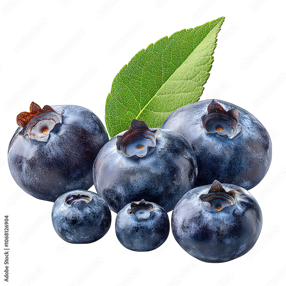 Obraz premium Pile of fresh Blueberry isolated on transparent background