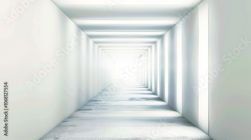 3D Rendering of White Geometric Tunnel - a captivating and futuristic visual. The white geometric tunnel creates an engaging and immersive experience.