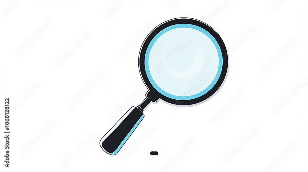 Minimalistic icon of a magnifying glass symbol for search on white background. Minimalistic icon of a magnifying glass symbol for search on white background.