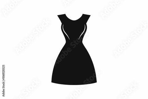 Dress silhouette, black dress icon vector, women dress