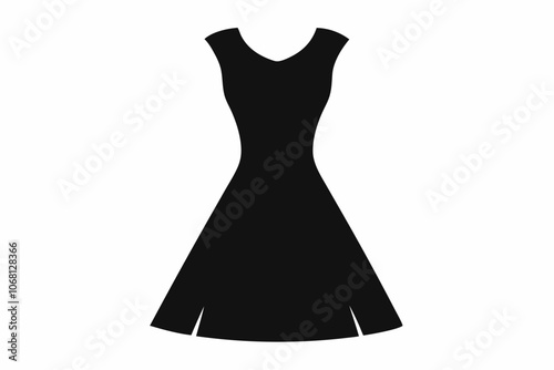 Dress silhouette, black dress icon vector, women dress