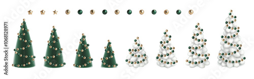 3d xmas winter cone tree with gold elements. Ornament vector render for holiday podium decor. Realistic abstract scene Happy new year golden scene modern pine trend for luxury geometric studio stage
