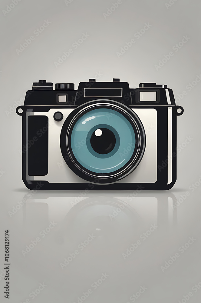 Minimalistic icon of a camera symbol for photography and media on white background. Minimalistic icon of a camera symbol for photography and media on white background.
