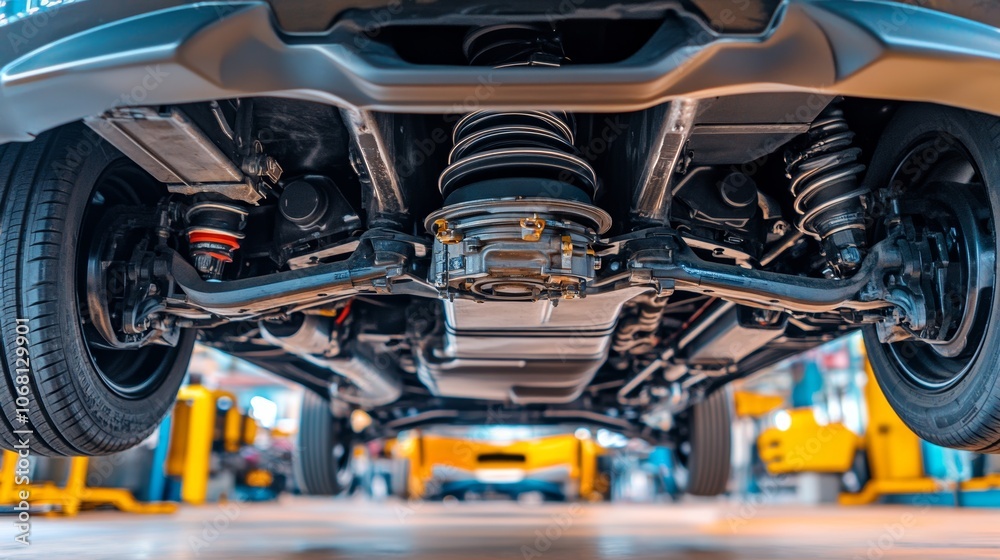 custom made wallpaper toronto digitalAuto mechanic view of bottom of the car rear differential axle wide angle rear suspension system and components of exhaust system in passenger city car all wheel drive system vehicle