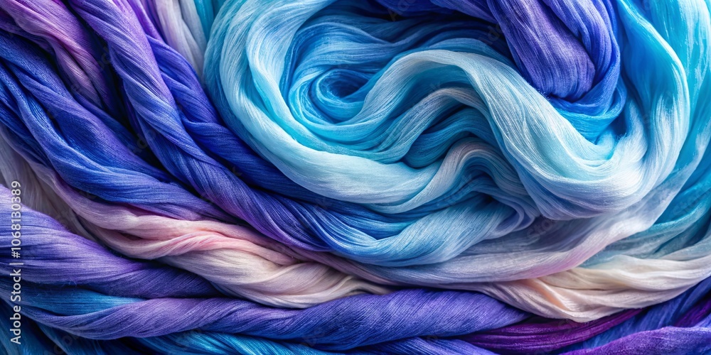 Abstract Swirls of Delicate Fabric in Hues of Blue, Violet, and Lavender Abstract Swirls of Delicate Fabric in Hues of Blue, Violet, and Lavender