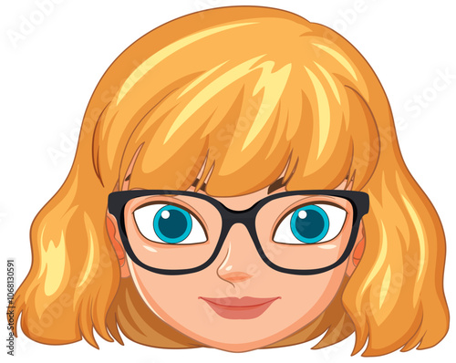 Smiling Woman with Glasses Illustration