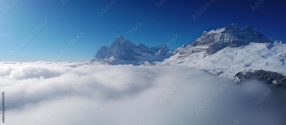 Snow-capped Mountains Piercing Through Clouds Snow-capped Mountains Piercing Through Clouds