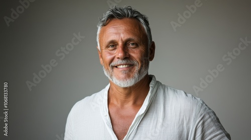 Happy Mature Man Portrait Smiling Senior Grey Hair