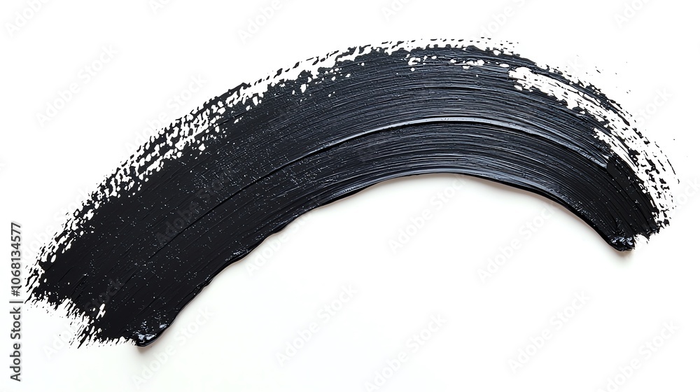 Black paint stroke on a white canvas, showcasing the texture and flow of artistic expression in contemporary art Black paint stroke on a white canvas, showcasing the texture and flow of artistic expression in contemporary art