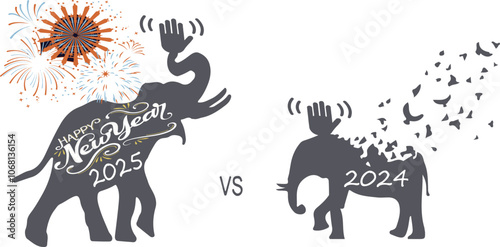 Happy new year 2025 design. With colorful truncated number illustrations.eps 10 Premium vector new year celebration concept. 