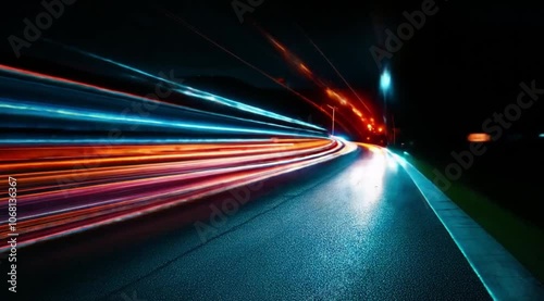 The busy highway condition scene looks like a speedlight, Camera slow motion with different angles