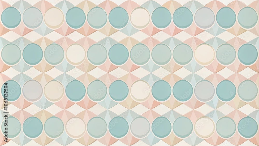 Circular Abstract Pattern with Geometric Accents and a Soft Color Palette