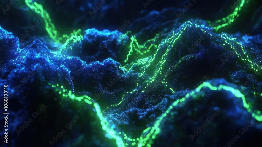 Fototapeta premium Neon Waves in 3D Digital Art Rendering