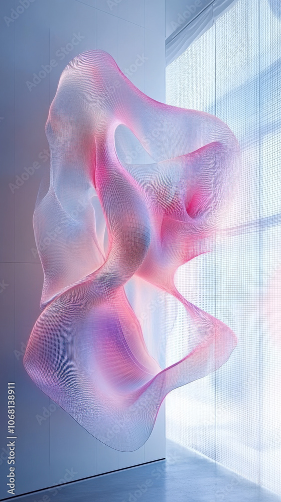 AI creating abstract art, represented by flowing geometric patterns in a digital studio AI creating abstract art, represented by flowing geometric patterns in a digital studio