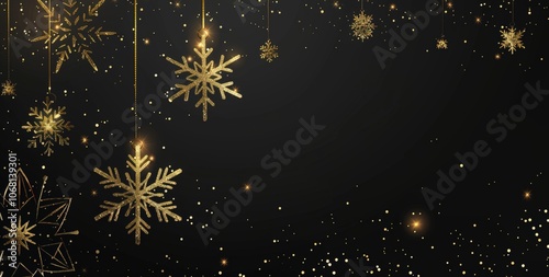 Golden Snowflake Winter Background