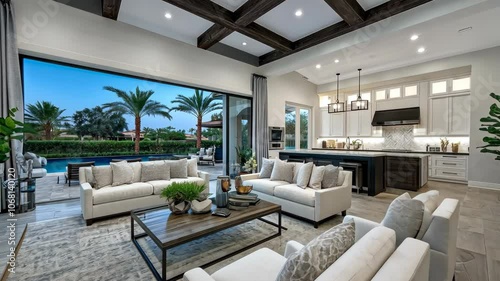 Modern Living Room with Patio View