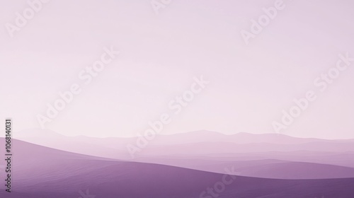 A soft, pastel pink and purple gradient sky with distant mountain ranges.