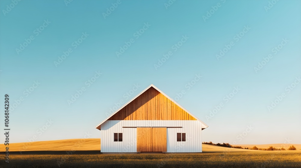 Modern Barn in Field Modern Barn in Field