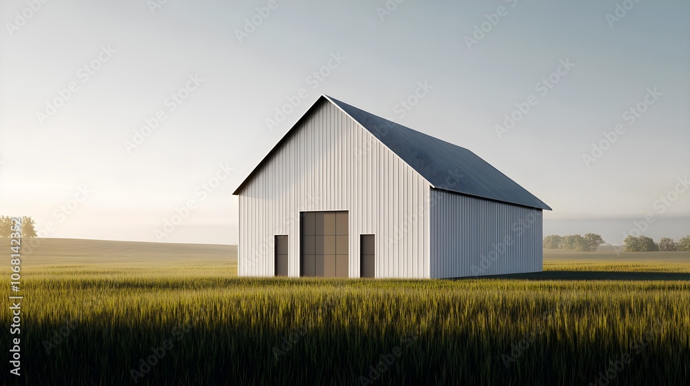 Modern Barn in Field Modern Barn in Field
