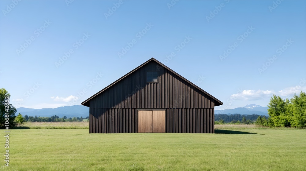 Modern Barn in Field Modern Barn in Field