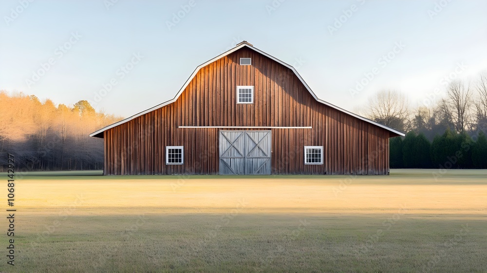 Rustic Wooden Barn in Field Rustic Wooden Barn in Field