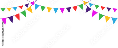 Colorful Carnival Flags and Bunting Decoration. Triangle flag garland for birthday party banner.