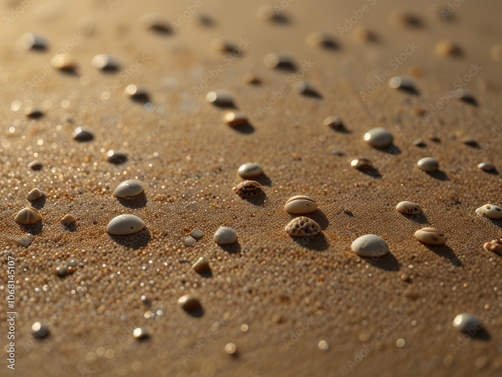 Seashells on a Sandy Beach at Sunset Seashells on a Sandy Beach at Sunset