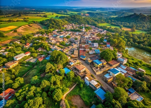 Aerial View of Chaibasa, Jharkhand: Captivating Drone Shot Showcasing the Charming Small Town Amidst Lush Greenery and Scenic Landscape in India photo