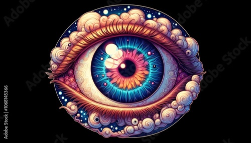 PNG Dreamcore eyeball iris art illustration. photo