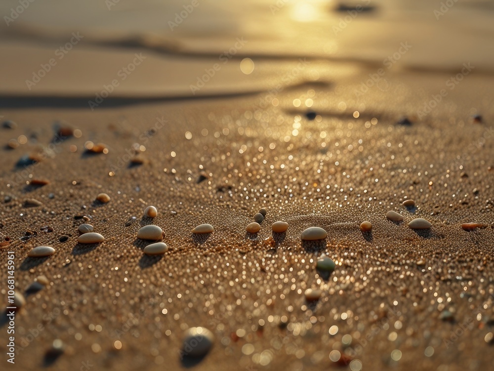 Seashells on a Sandy Beach at Sunset Seashells on a Sandy Beach at Sunset